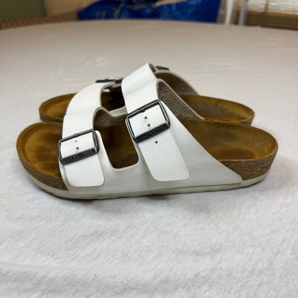 Birkenstock Arizona White Leather Double Strap Comfort Sandals Women's Size 39 - Picture 4 of 7